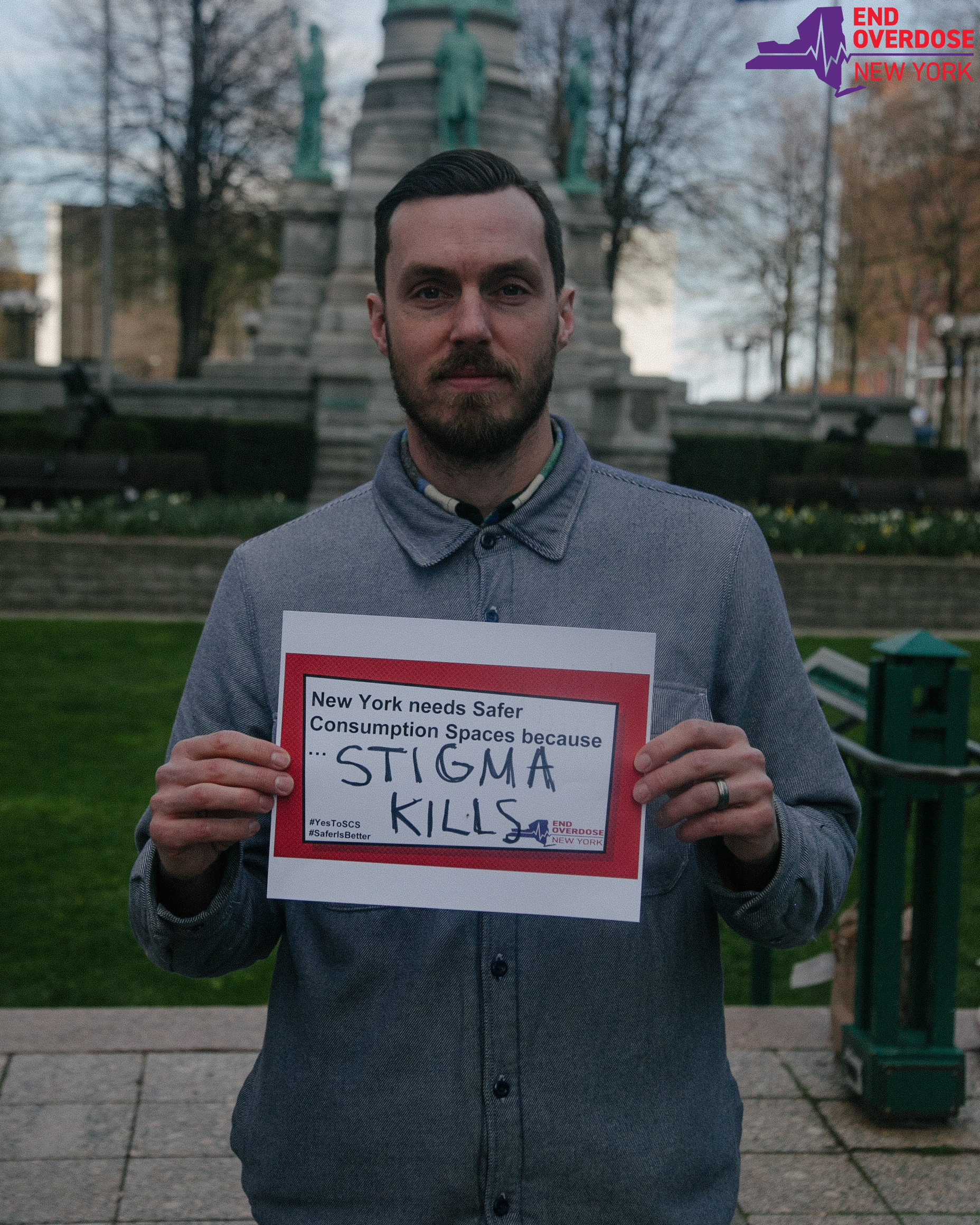 "New York needs Safer Consumption Spaces because STIGMA KILLS!" — Josh McClain, Evergreen Health Services, Buffalo, NY

Photographer: @iaml1m1tless